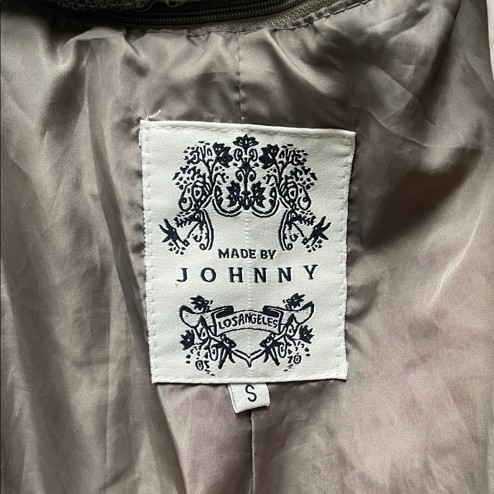 Women's Taupe Faux Leather Jacket with Hoodie - Picture 3 of 3
